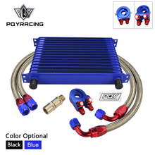 UNIVERSAL 15 ROWS OIL COOLER KIT + OIL FILTER SANDWICH ADAPTER + STAINLESS STEEL BRAIDED OIL HOSE WITH PQY STICKER+BOX 2024 - buy cheap