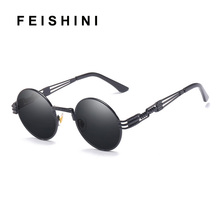 Feishini, gafas de sol polarizadas de Metal Punk, gafas de sol redondas 2020 rosas, gafas de sol con revestimiento Steampunk, gafas de sol Retro Vintage, gafas de sol 2024 - compra barato