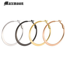 Maxmoon-Pendientes de aro de acero inoxidable para Mujer y niña, Color dorado/plateado/rosa, Círculo de baloncesto 2024 - compra barato