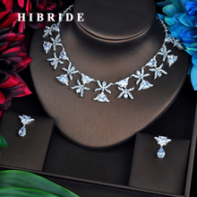 HIBRIDE Classic Clear Cubic Zircon Full Dubai Jewelry Sets Women Bridal Dress Accessories Bijoux Mariage Necklace Set N-522 2024 - buy cheap