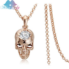 Miss Lady Rose Gold color Zirconia Crystal Long Skull Necklaces  Pendants Wholesales Fashion Jewelry for women MLM2989N 2024 - купить недорого