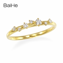 BAIHE Solid 14K желтое золото 0,15 карат Круглый H/SI натуральный бриллиант свадебный браслет для женщин модные ювелирные украшения подарок кольцо с бриллиантом 2024 - купить недорого