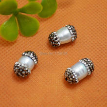 10Pcs Pave Rhinestone Crystal Oval Bracelets Connector Natural Pearl Connector Beads with Hole Drilled from Top to Bottom 2024 - buy cheap