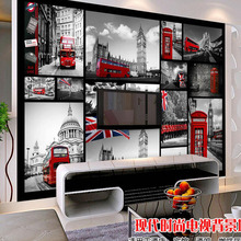 Papel de parede foto personalizada 3d, londres mural vintage retrô pintado à mão mural europeu de parede para sofá, tv, fundo 2024 - compre barato