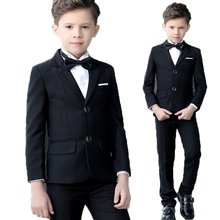 Flor meninos branco terno de casamento formal criança piano dança desempenho blazer + pant 2pcs conjunto roupas smoking criança celebração traje 2024 - compre barato