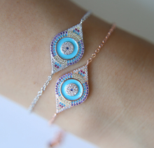 2017 factory summer new design rose gold color light blue enamel evil eye shape link chain girl women fashion bracelet 2024 - buy cheap