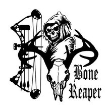 14.7cm*15cm Personalized Bone Reaper Skull Hunting Vinyl Car Stickers C5-1855 2024 - buy cheap