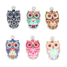 10-30pcs Multi Enamel Charms for Jewelry Making Floating Metal Owl Pendant For Living Floating Glass Women DIY Fashion Necklace 2024 - buy cheap