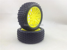 Pre-Glued 4pcs 1/10 Buggy Tires Tyre(Off-Road) 8Y Wheel(Yellow) Rim fits for 1:10 4WD Buggy Car 1/10 Tire 2024 - buy cheap