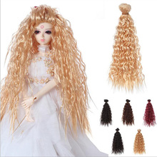 Peruca de cabelo sintético encaracolado diy, cabelo de boneca bjd de 25cm, atacado, 100 2024 - compre barato