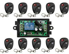 New DC12V 1CH 1 Circuitos de RF Sistema de interruptor de controle remoto sem fio, 10X + Transmissor 1 X Receptor, luz/lâmpada/janela/Portas de Garagem