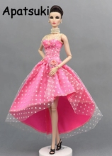 Ropa rosa para muñeca Barbie, vestido de noche para fiesta, casa de muñecas Barbie 1:6, accesorios para muñecas en miniatura, moda 1/6 2024 - compra barato