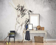 Beibehang 3d wallpaper Nordic abstract cement wall background walls ink horse abstract living room bedroom TV background mural 2024 - buy cheap