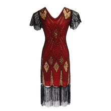 Vintage 1920s Art Deco Beaded Sequin Embellished Flapper Dress V Neck Butterfly Sleeve Tunic Bodycon Gatsby Party Dress Vestido 2024 - buy cheap