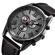 Роскошный мужской кожаный браслет для часов Спортивные Дата аналоговые из сплава военные кварцевые повседневные мужские часы наручные часы Мужские часы Heren Horloge'C 2024 - купить недорого