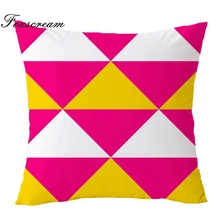 Funda de almohada decorativa nórdica para el hogar, cubierta de cojín rosa, geométrica, amarilla, de terciopelo para sofá 2024 - compra barato
