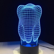 Fantastic Illusion Tooth 3D LED Night Light Acrylic Colorful Kids Baby Bedroom USB Table Lamp Cool Lamp as gift for dentist 2024 - buy cheap