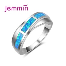 Charm Cross Design 925 Sterling Silver Rings For Women And Men Blue Fire Opal Wedding Engagement Band Ring Fine Jewelry 2024 - buy cheap