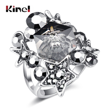 Kinel Punk Rock Ring Antique Tibetan Silver Geometric Crystal Star Element Rings For Women Vintage Wedding Jewelry Accessories 2024 - buy cheap