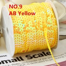 100 Yard 6mm No.9  Yellow AB Spangle Sequins Ribbon Trim Sewing Paillette Strings Flat Round Sequins For Crafts YHST01 2024 - buy cheap