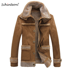 Schinteon-chaqueta de cuero de ante para hombre, abrigo grueso y cálido para invierno, de alta calidad, para regalo 2024 - compra barato