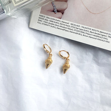 WTLTC Gold Color Metal Seashell Hoop Earrings for Women Drop Cowrie Shell Hoops Earrings Custom Conch Earrings Boho Jewelry 2024 - buy cheap