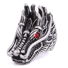 Anillo de acero inoxidable con diseño de dragón para hombre, sortija Retro, estilo clásico, motorista, Punk, color negro, alta calidad 2024 - compra barato