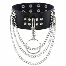KMVEXO Sexy Punk Multilayers Chains Chokers Collar Big Round Metal Leather Bondage Gothic Jewellery Women Cage Harness Necklace 2024 - buy cheap
