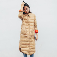 2018 New Autumn Winter Women Ultra Light Down Jacket Slim Thin Duck Down Coat Parka Female Long Coat Outerwears Plus Size AB1008 2024 - buy cheap