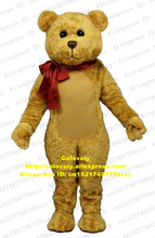 Traje de mascota oso de peluche marrón, traje de lujo con pequeño negro, Triangular, nariz, lazo rojo, bufanda, vientre globo n. ° 8453 FS 2024 - compra barato