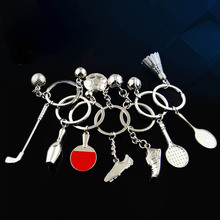 10pcs/lot Zine Alloy Keychain Badminton Golf bowling Football Tennis Ping Pong Key Chain Sports Club Activities Gifts Key Ring 2024 - buy cheap