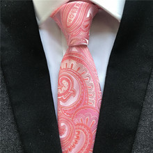New Design 8CM Men Formal Occasion Necktie Pink Paisley Luxury Wedding Party Ties for Bridegroom 2024 - buy cheap