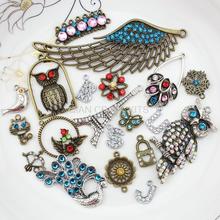 20pcs mixed size kinds rhinestone antique bronze silver zinc alloy charms DIY Jewelry crafts fittings accessories sampler 2024 - buy cheap