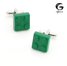 iGame Men's Fashion Cuff Links Brass Material Green Toy Blocks Cufflinks Free Shipping 2024 - buy cheap
