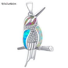 ROLILASON Lovely Bird Designer Color Fire Opal 925 Silver Necklace Pendants Fashion jewelry for women OP696 2024 - buy cheap