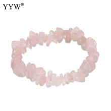 Pulseira feminina de pedra de quartzo rosa natural, bracelete com contas soltas, elástico em pedra de rosa, novo, 2018 2024 - compre barato
