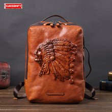 Vintage Leather Men's Backpack Male Laptop Shoulder Bag Men Large Capacity Travel Backpacks Cowhide Schoolbag Indian Cow Leather 2024 - buy cheap