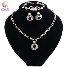 Crystal Gold Color Classic Jewelry Sets Necklace Earrings Bracelet Set for Women Fashion Accessory 2024 - buy cheap