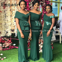 Emerald Green Mermaid Bridesmaid Dresses  Long Off the Shoulder Purple Maid Of Honor Dress African Wedding Party Evening 2024 - buy cheap