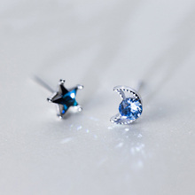 MloveAcc-pendientes de plata de ley 925 con temperamento literario de estilo coreano, estrella de joyería y Luna asimétrica, de cristal 2024 - compra barato