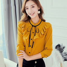 Autumn 2019 Women White Shirt Long Sleeve Shirt Korean Ruffles Women Clothing Streetwear Slim Chiffon Blouse Elegant Women Tops 2024 - buy cheap