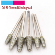 5pcs 3mm Shank Diamond Grinding Head Bullet Set Coated Mounted Bit Burr 60 Grit for Stone Dremel Rotary Tool Accessories 2024 - buy cheap