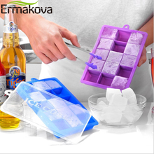 ERMAKOVA Silicone Ice Cube Mold Tray with Lid Easy Release Square Ice Tray Mold Holder Ice Cream Maker Jelly Pudding Mold 2024 - buy cheap
