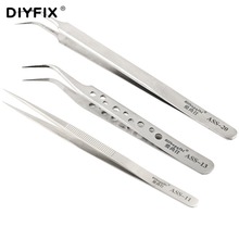 DIYFIX-Pinzas electrónicas de precisión, pinzas antiestáticas de punta recta curvada, de acero inoxidable, juegos de herramientas manuales para reparación de teléfonos 2024 - compra barato