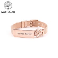 Dropshipping. Exclusivo. Somsoar joyería de oro rosa juntos para siempre de malla de pulsera de acero inoxidable para el Día de San Valentín 2024 - compra barato