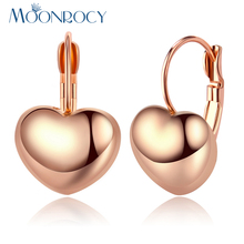 MOONROCY Rose Gold Color Silver Color Heart Earrings Dangle Dropshipping  Jewelry Simple  Earrings for Women Girls Gift 2024 - buy cheap
