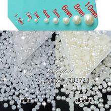 Cuentas de perlas semiredondas blancas brillantes, cuentas de perlas de Parte posterior plana, cuentas de perlas para arte de uñas, joyería para teléfono, decoración DIY, 2mm-3mm, 1000 Uds. 2024 - compra barato