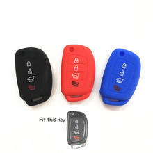 Car accessories Silicone KeyChain 4Button Flip Key Case Cover For Hyundai I40 Azera Tucson Elantra Accent Car Styling 2024 - buy cheap