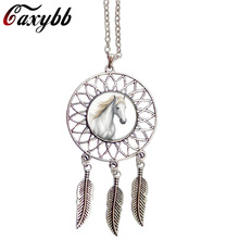 Caxybb-Colgante de caballo con forma de alas para mujer, collar, cadena, suéter, animal, cazador de sueños, nuevo estilo 2024 - compra barato