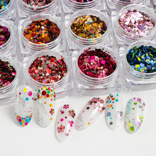 1 jar Holographic Sequins Flakes For Nail Art Colorful Round Shape Glitter Mixed Size Paillette Manicure Nail Decoration 2024 - buy cheap